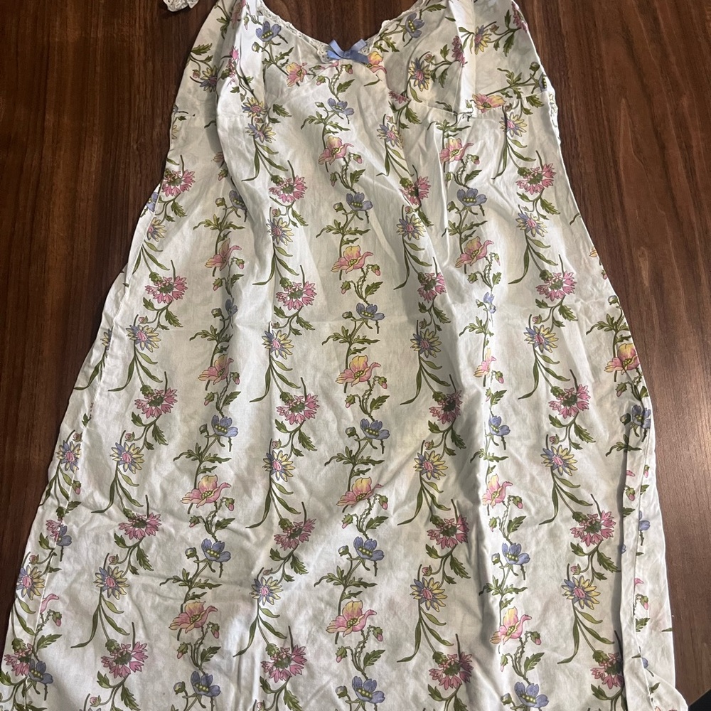 LOFT Floral Sleepwear Dress Pink and Green Accents